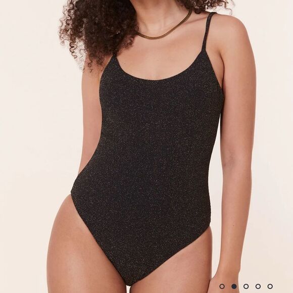 Andie The Liku One Piece Swimsuit Sparkle Black M NWT - Picture 1 of 9